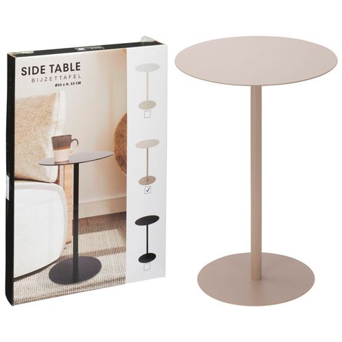 Mesa auxiliar redonda de hierro beige 35 x 53 cm