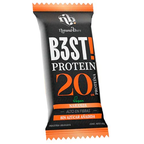 Barrita Proteína b3 NATURAL BARS Naranja Vegana 60 g