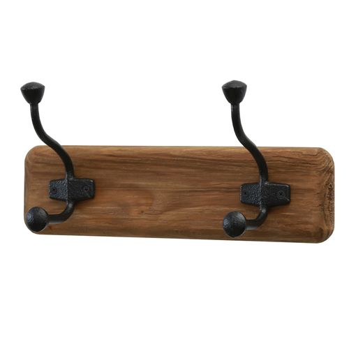 Perchero en madera 35x11x16 cm 2 ganchos natural