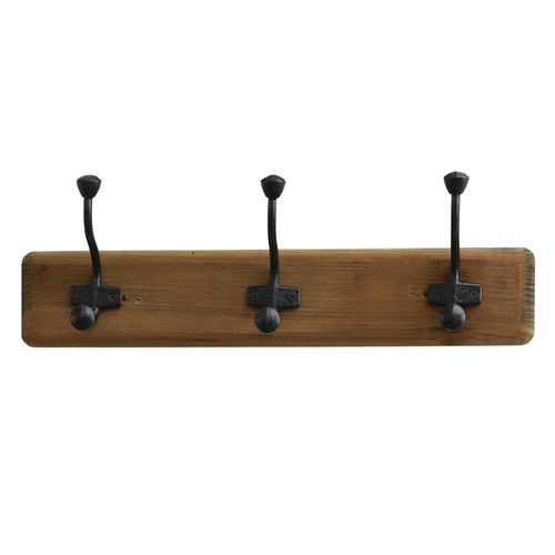 Perchero en madera 53x11x16 cm 3 ganchos natural
