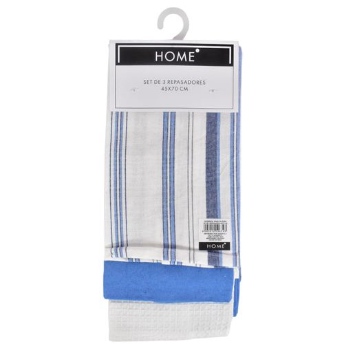 Set x 3 repasadores 45 x 70 cm azul
