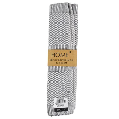 Set x 2 individuales 33 x 48 cm rombo gris claro
