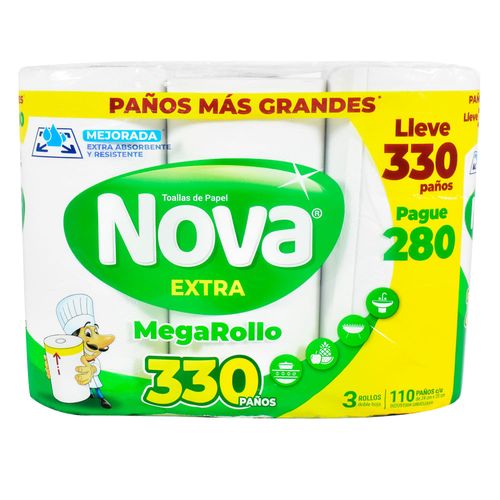 Toalla de Papel NOVA Extra Megarollo 330 paños x 3
