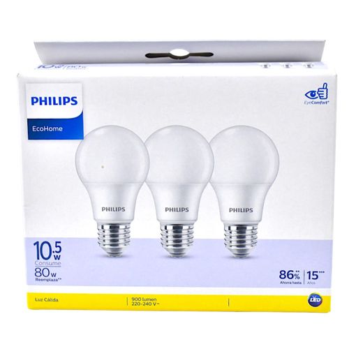 Lámpara PHILIPS Led Ecohome Caliente x 3 10,5 W