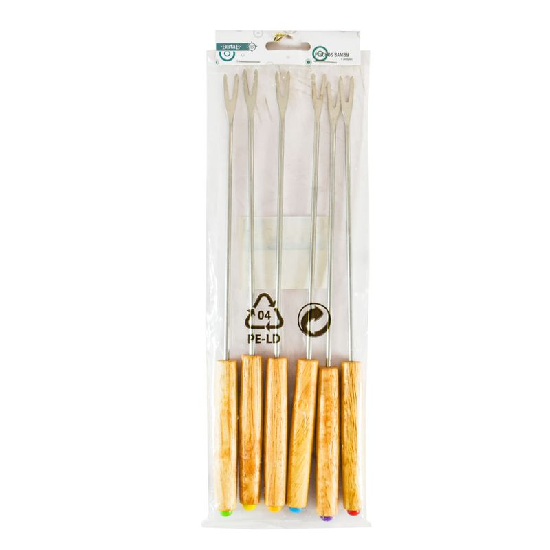 Set-x6-pinchos-fondue-de-acero-inoxidable-con-mango-de-madera-0