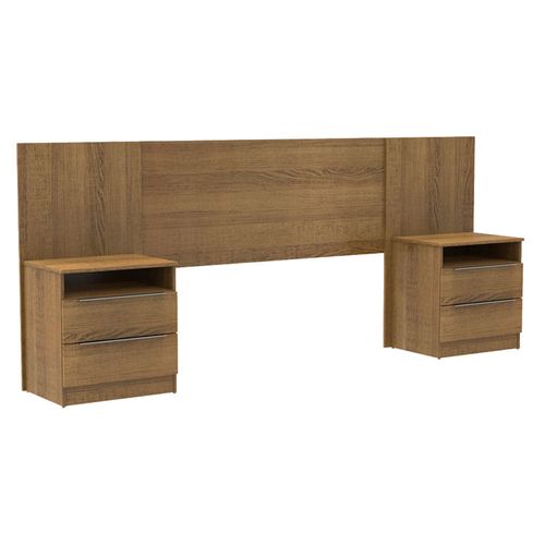 Cabecera Extn +2 Mesas de Luz 237 x 100 x 40 cm Rustico