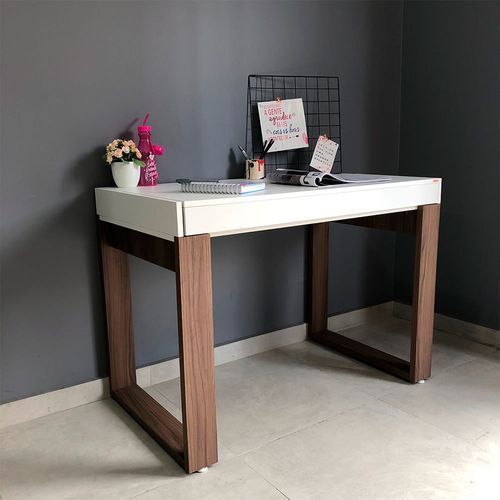 Escritorio Squadra Ii Blanco/Nogal 105x75x60 cm