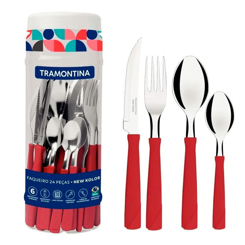 Juego-de-Cubiertos-24-Piezas-Mango-Rojo-TRAMONTINA-0