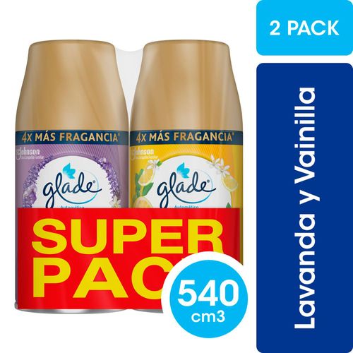 Desodorante de Ambientes GLADE Automático Twin Pack Lavanda, Vainilla y Limón 2 Unidades x 175 g