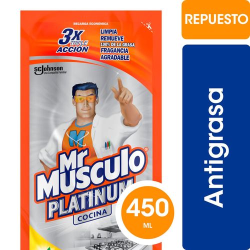 Limpiador de Cocina Mr. Músculo Líquido Extra Power Limón Repuesto 450 ml