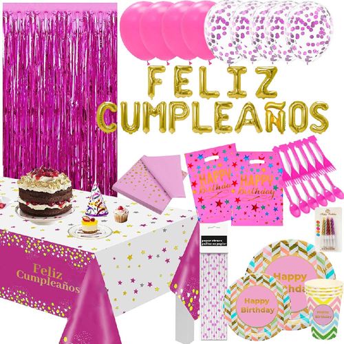 Set Número 42 Feliz Cumpleaños Rosa 135 Piezas