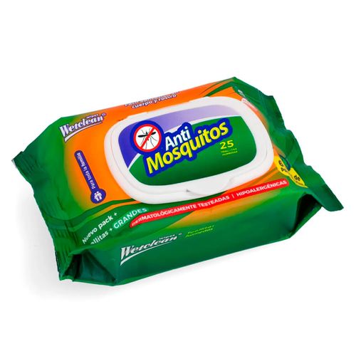 Toallitas Húmedas anti mosquitos WETCLEAN 25 un.