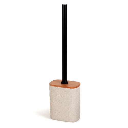 Escobilla para Baño Cemento Beige y Madera