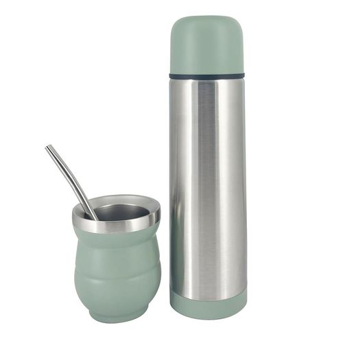 Set Mate con Bombilla y Termo 500 ml Oliva