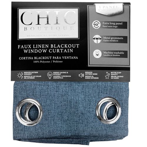 Cortina Blackout 1 Paño 130 x 225 cm Azul