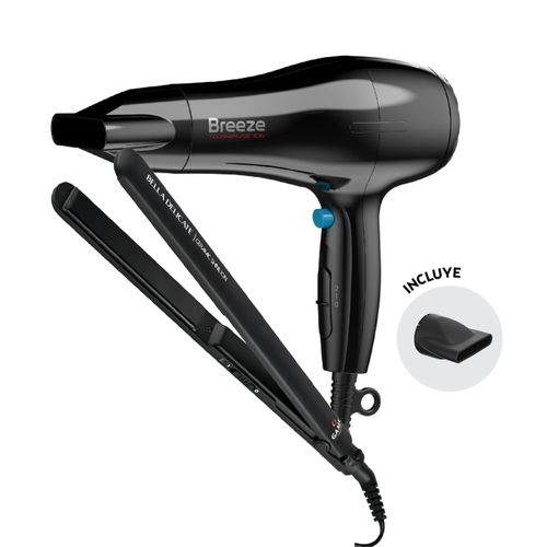 Combo Plancha Bella Del+secador Breeze Bk Mod. 220V