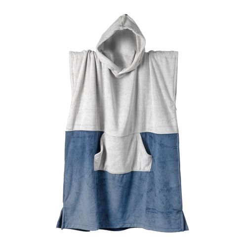 Poncho Playero Juvenil 90x75 cm Combinado Gris Azul