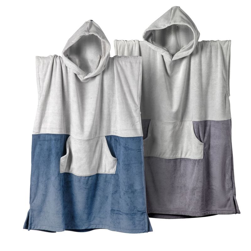 Poncho-Playero-Juvenil-90x75-cm-Combinado-Gris-Claro-Gris-Oscuro-3